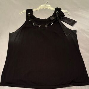 Lane Bryant Black Tank Top with Grommet and Bow Detail